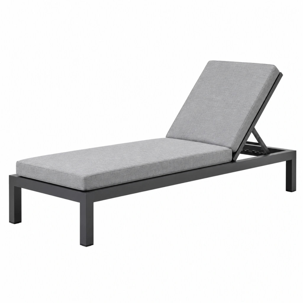 Gartenliege 200 x 70 cm Metall Grau mit verstellbarer Rückenlehne
