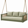 Hängesofa 200 x 80 x 65 cm aus Holz und Seil Grün Beige für Garten und Terrasse