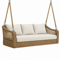 Hängesofa 160 x 80 x 65 cm aus Rattan und Holz in Naturbeige für Außenbereiche
