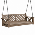 Hängeschaukelbank 150 x 65 x 60 cm aus Holz in Braun mit Metallketten für den Garten im Landhausstil