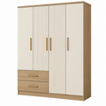 Kleiderschrank 120 x 55 x 200 cm Holzwerkstoff Beige Eiche mit Rillentüren und Schubladen