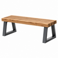 Gartenbank 180 x 40 x 45 cm aus Holz und Metall in Naturholz Schwarz - Sitzbank im Industriestil