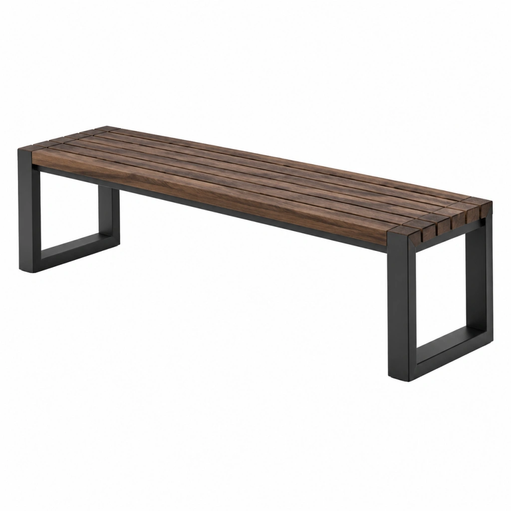 Gartenbank 180 x 40 x 45 cm Holz Stahl Braun Schwarz im Industriestil