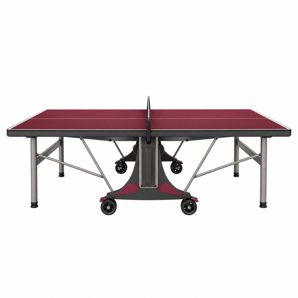 Tischtennisplatte 274 x 152.5 x 76 cm Rot Schwarz mit Metallgestell klappbar und fahrbar