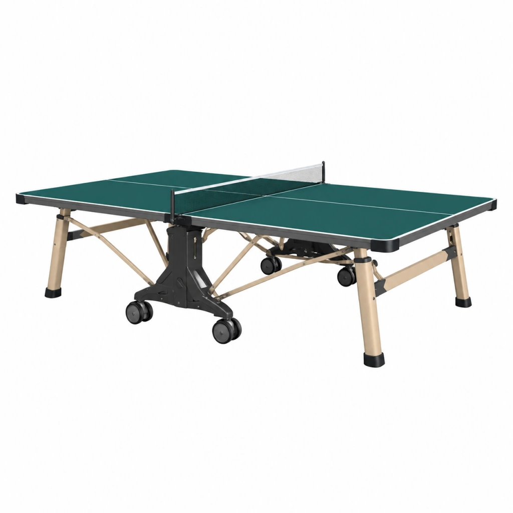 Tischtennisplatte 274 x 152 x 76 cm Grün mit Stahlgestell klappbar für Innenräume