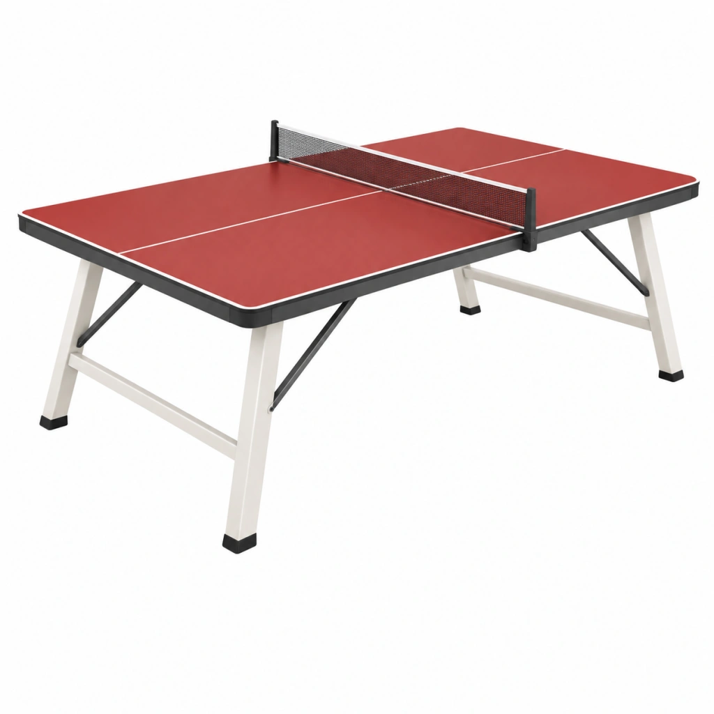 Tischtennisplatte 274 x 152.5 cm aus Holzwerkstoff und Metall rot klappbar für Innenräume