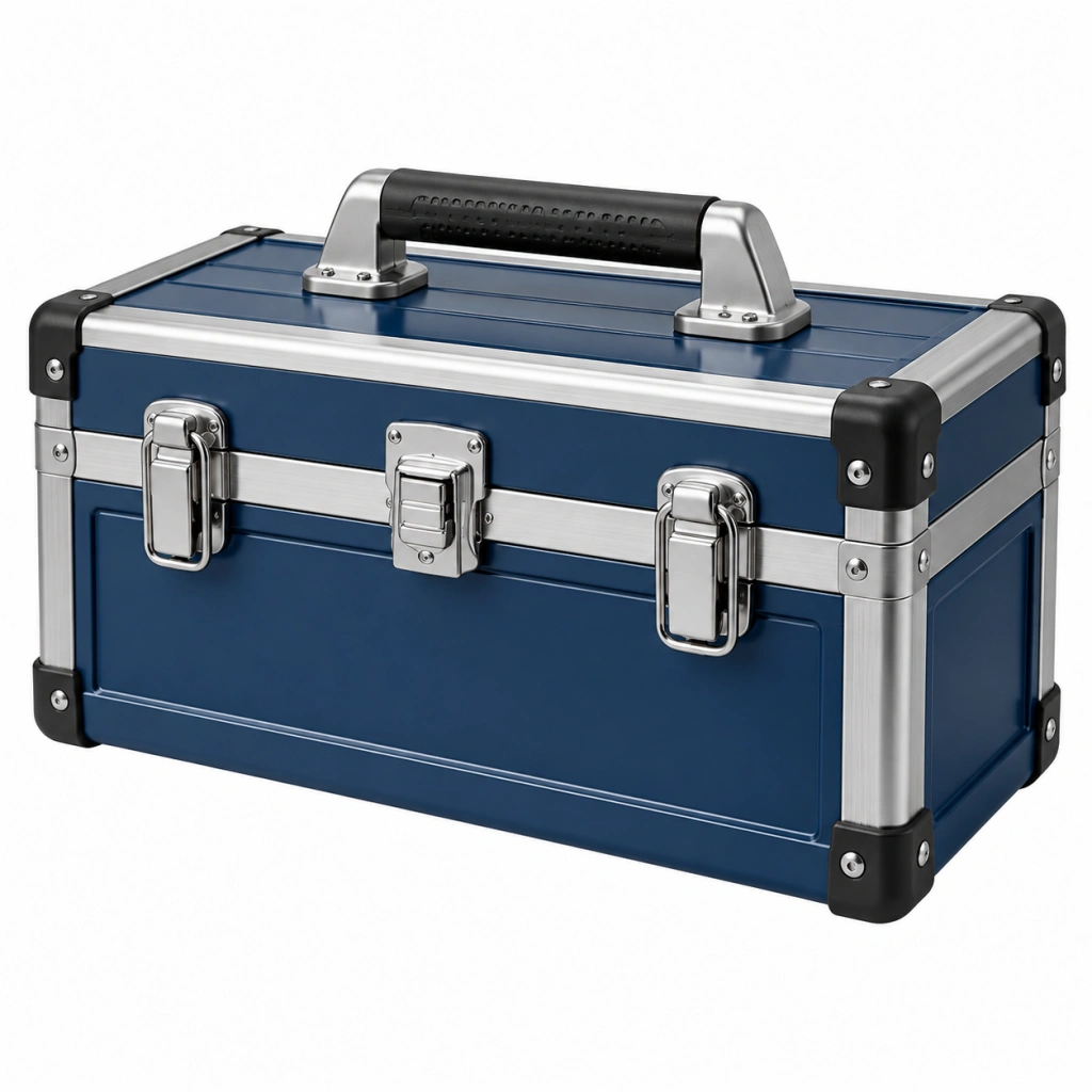 Aluminium Werkzeugkoffer 46 cm Blau mit Tragegriff und Verschlüssen
