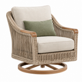 Drehsessel 80 x 85 x 95 cm aus Geflecht und Holz in Naturbeige mit Drehfunktion