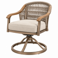 Garten-Drehsessel 75 x 78 x 90 cm aus Holz Metall und Geflecht in Beige Braun drehbar